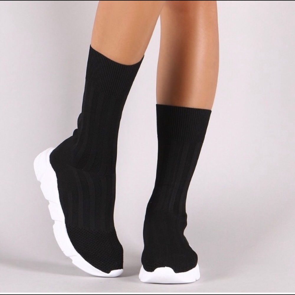 Black Calf Sock Sneaker